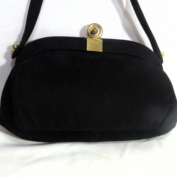 BIENEN - DAVIS VINTAGE WOOL HANDBAG PURSE GOLD TONE HARDWARE SUPER NICE 1940'S - Picture 5 of 9